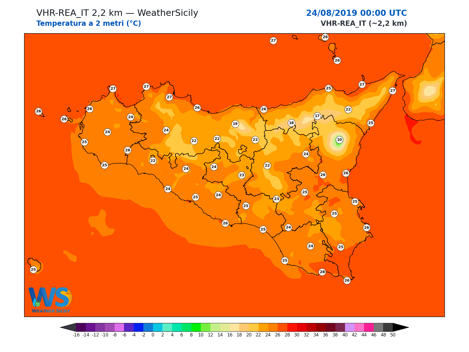 Temperatura a 2 metri · 2019082400
