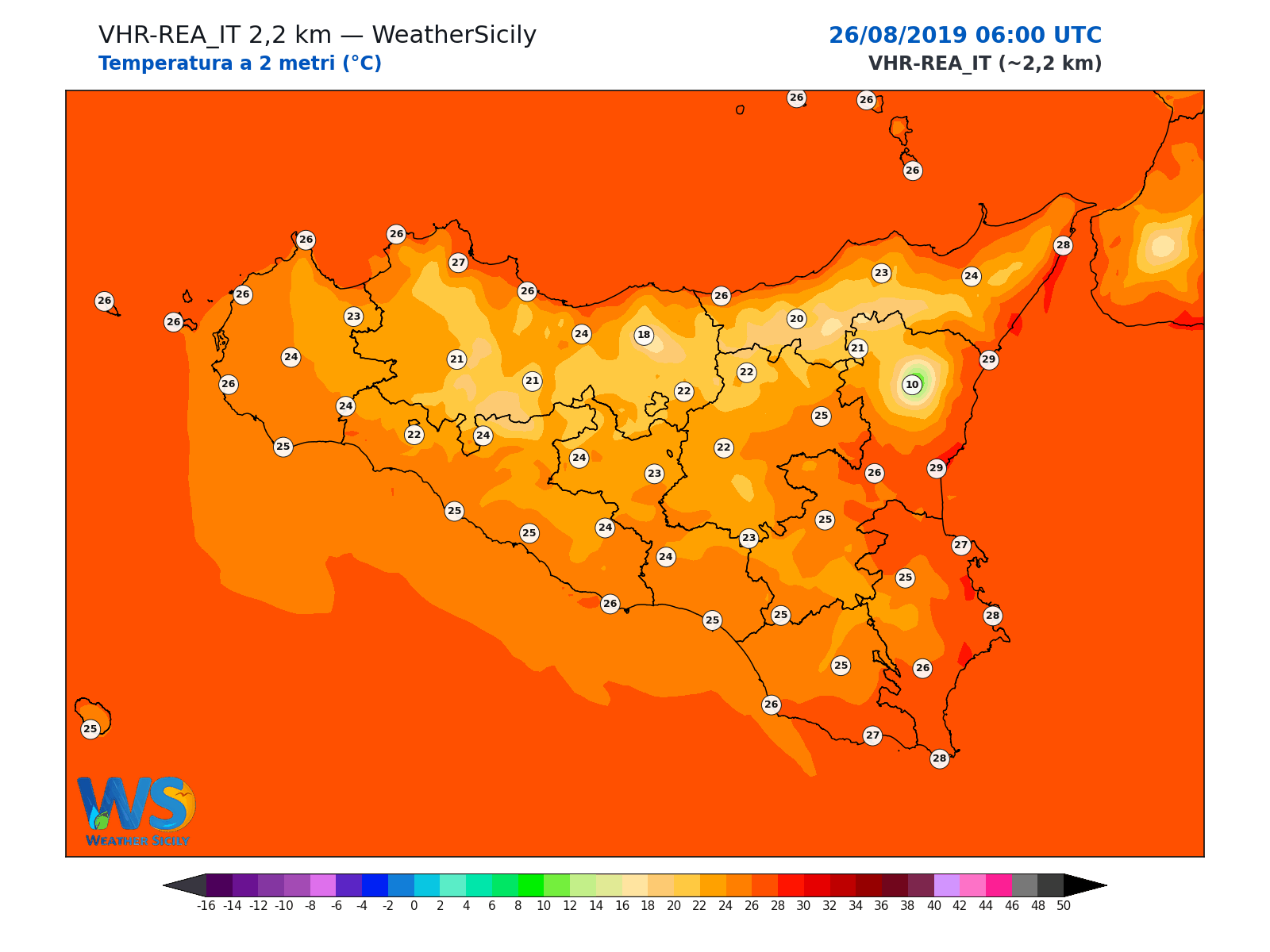 Temperatura a 2 metri · 2019082606