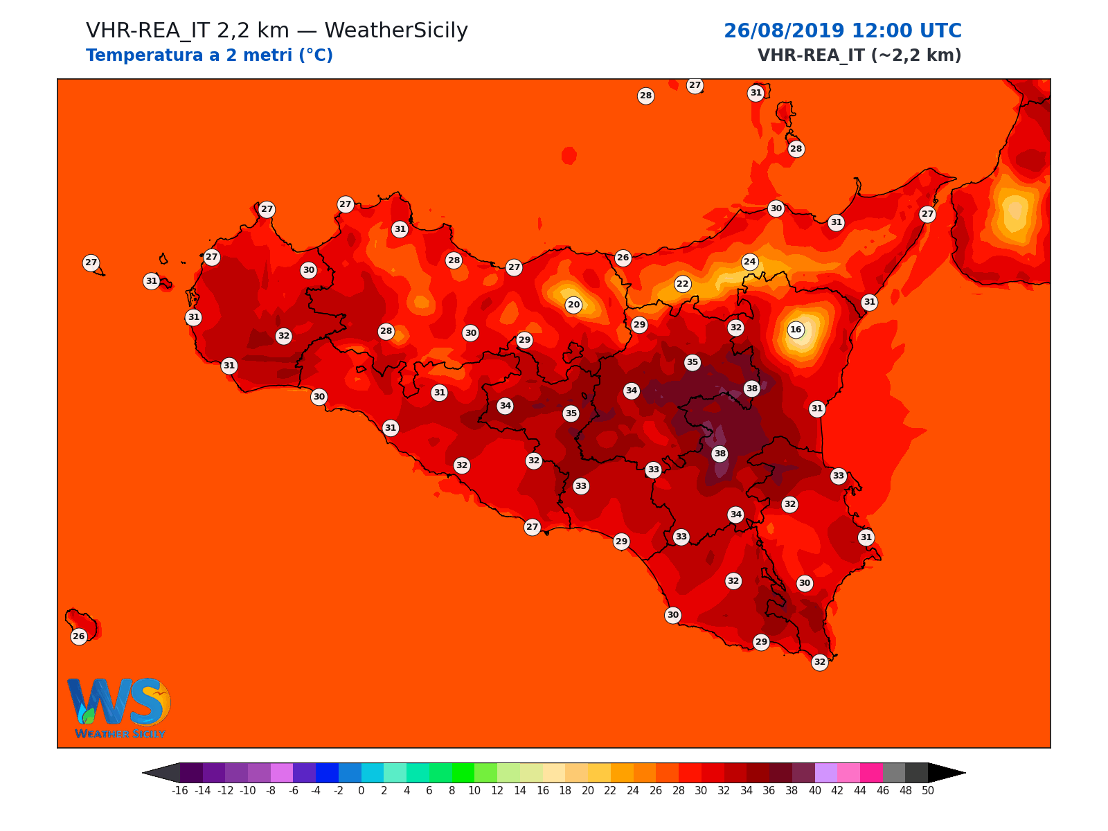 Temperatura a 2 metri · 2019082612