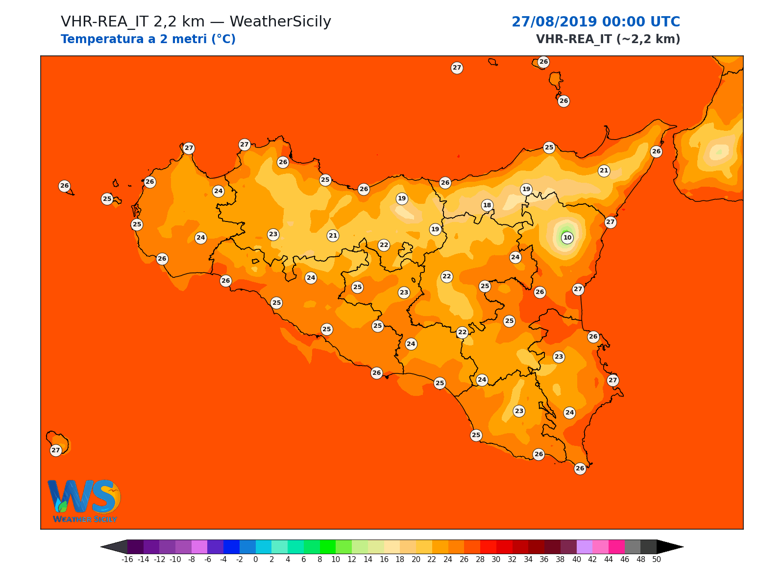 Temperatura a 2 metri · 2019082700