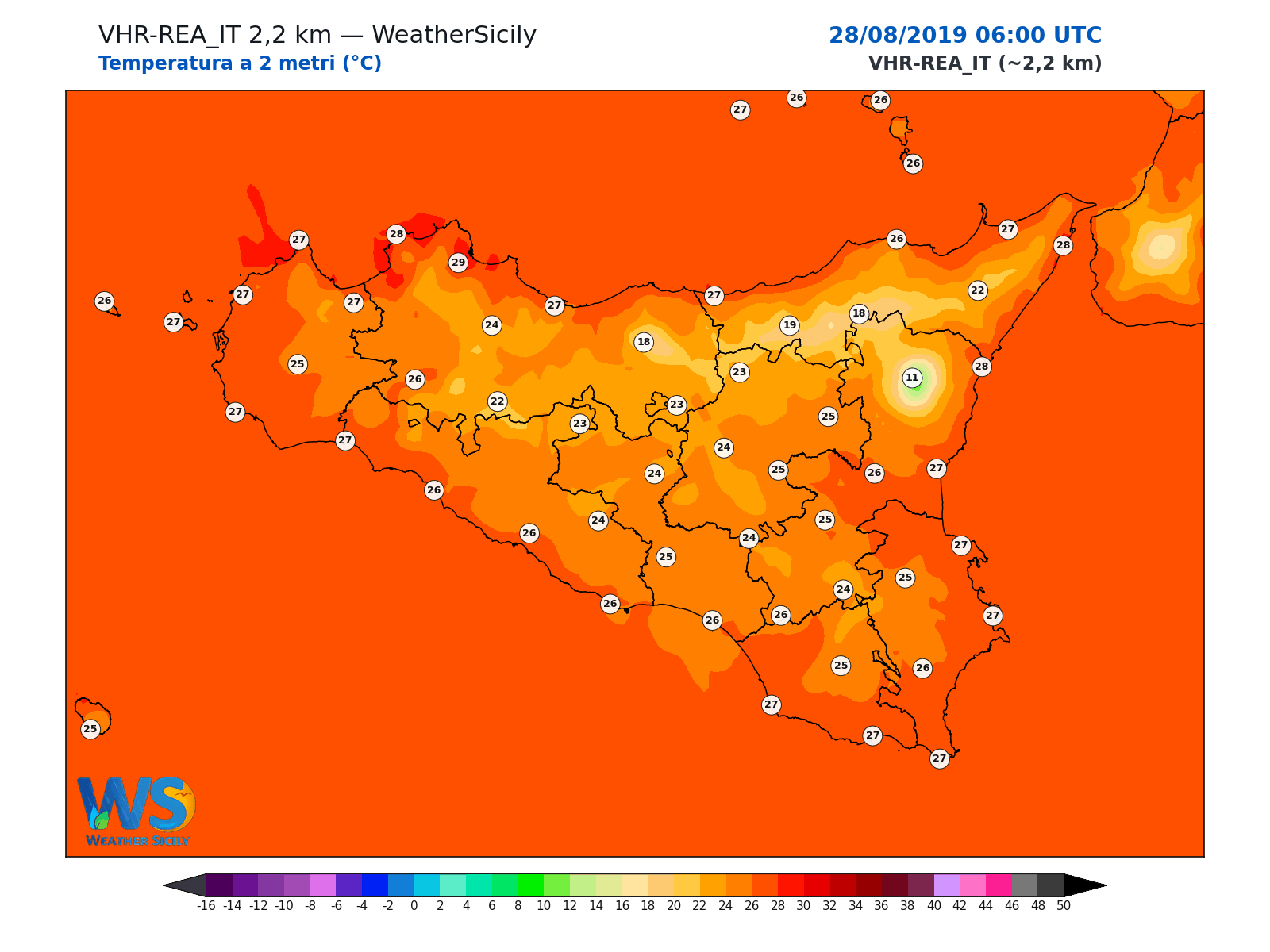 Temperatura a 2 metri · 2019082806