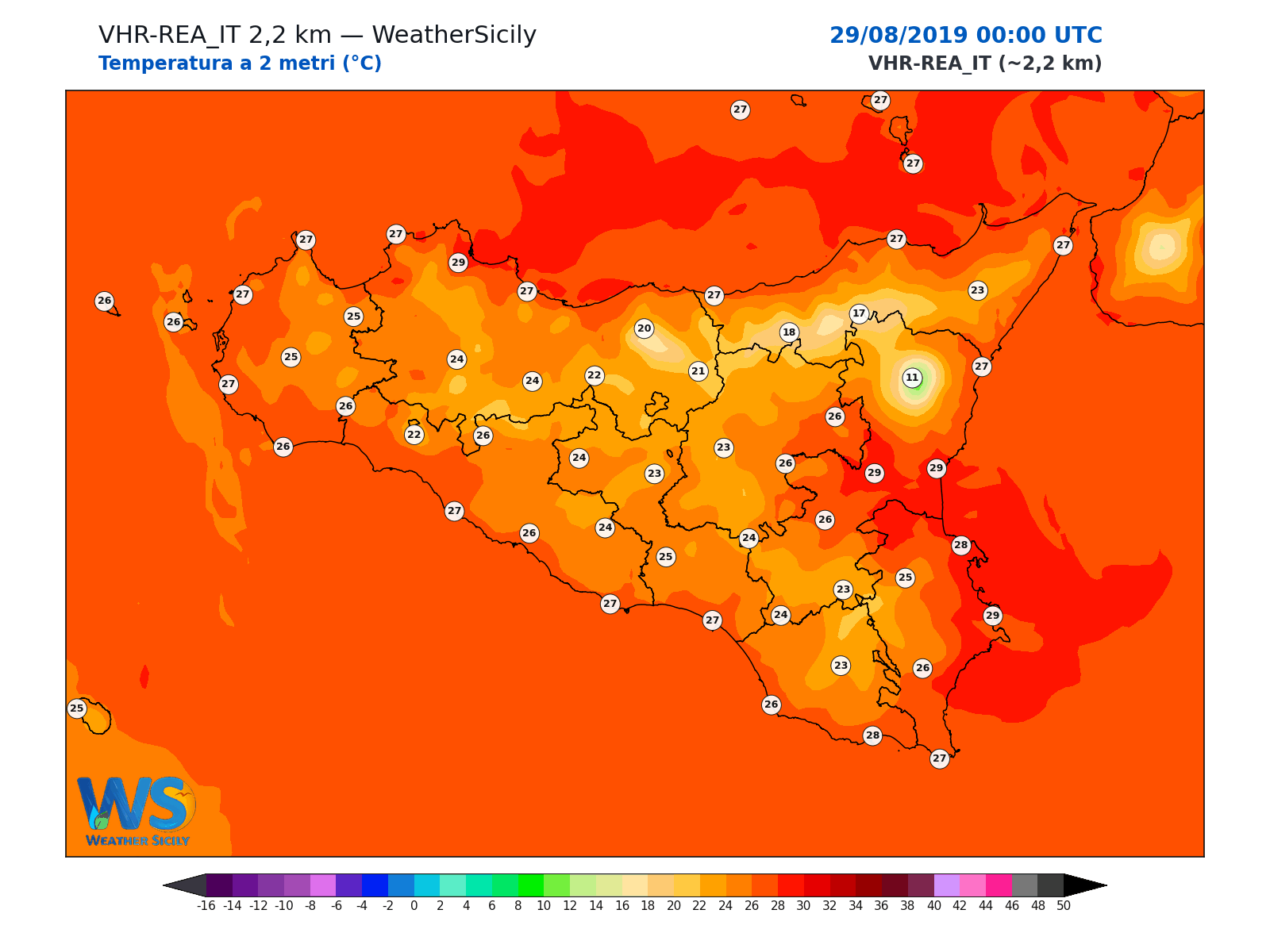 Temperatura a 2 metri · 2019082900