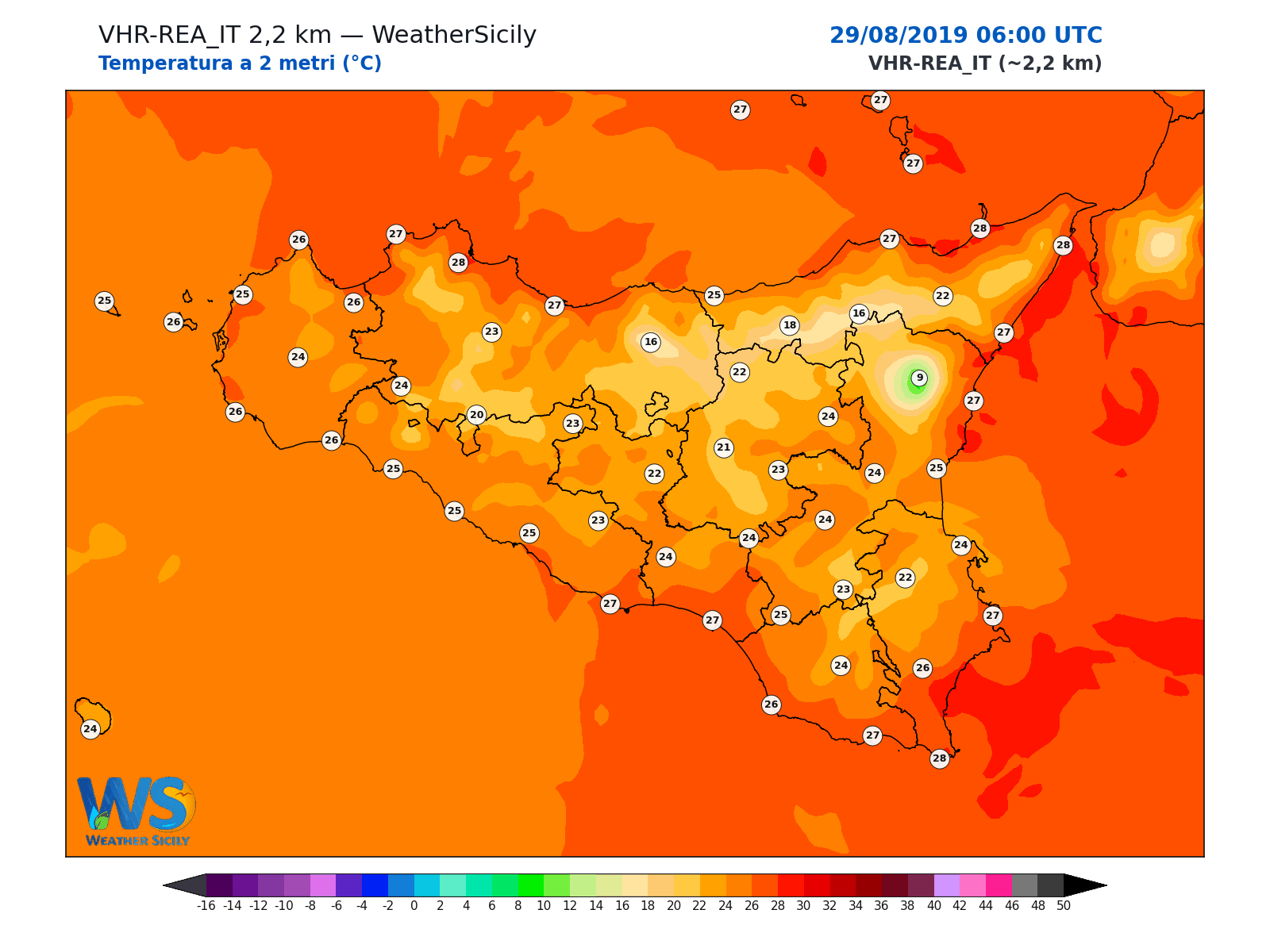 Temperatura a 2 metri · 2019082906