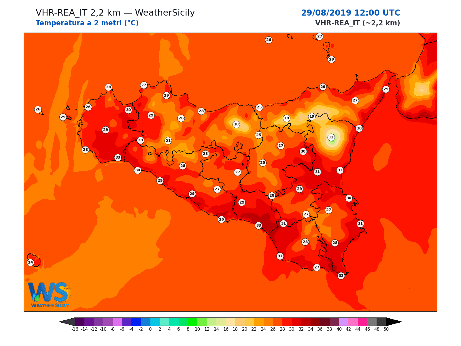 Temperatura a 2 metri · 2019082912