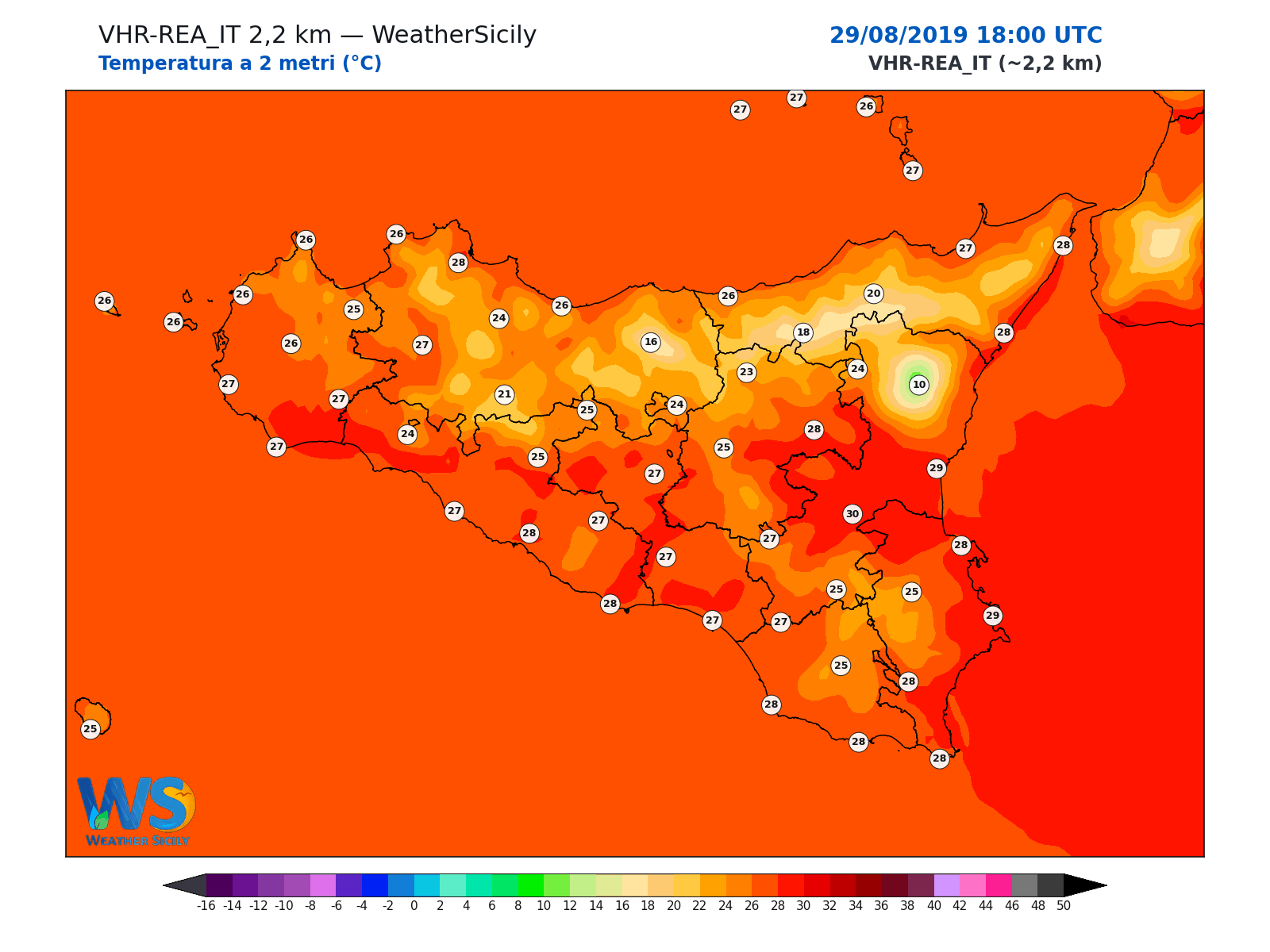 Temperatura a 2 metri · 2019082918