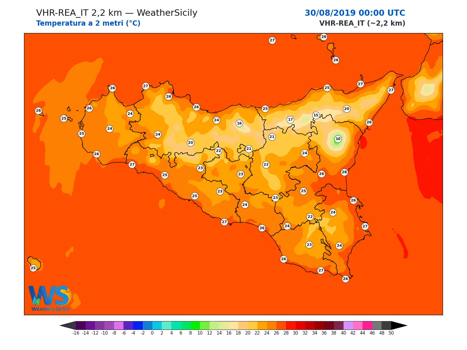 Temperatura a 2 metri · 2019083000