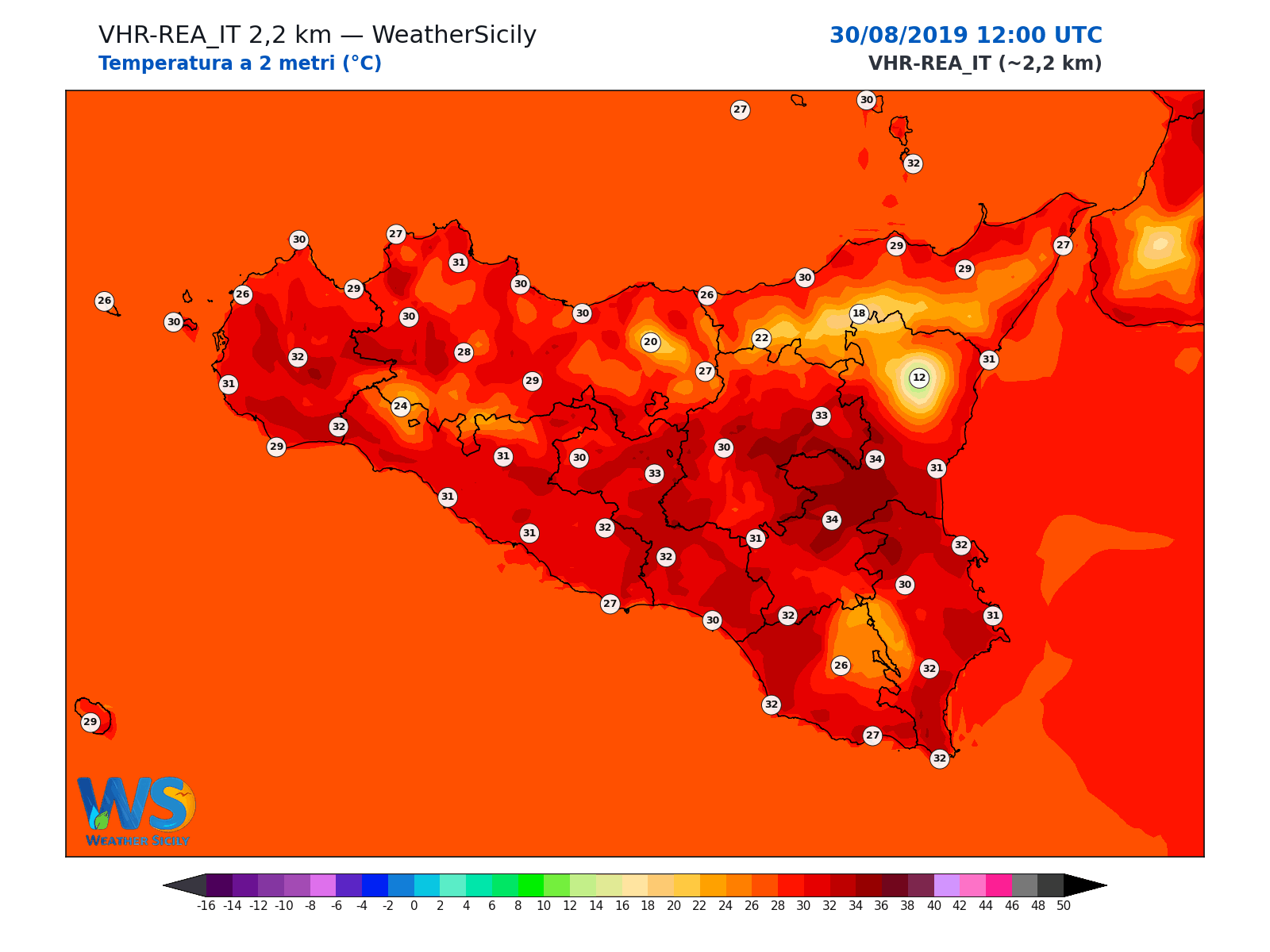 Temperatura a 2 metri · 2019083012