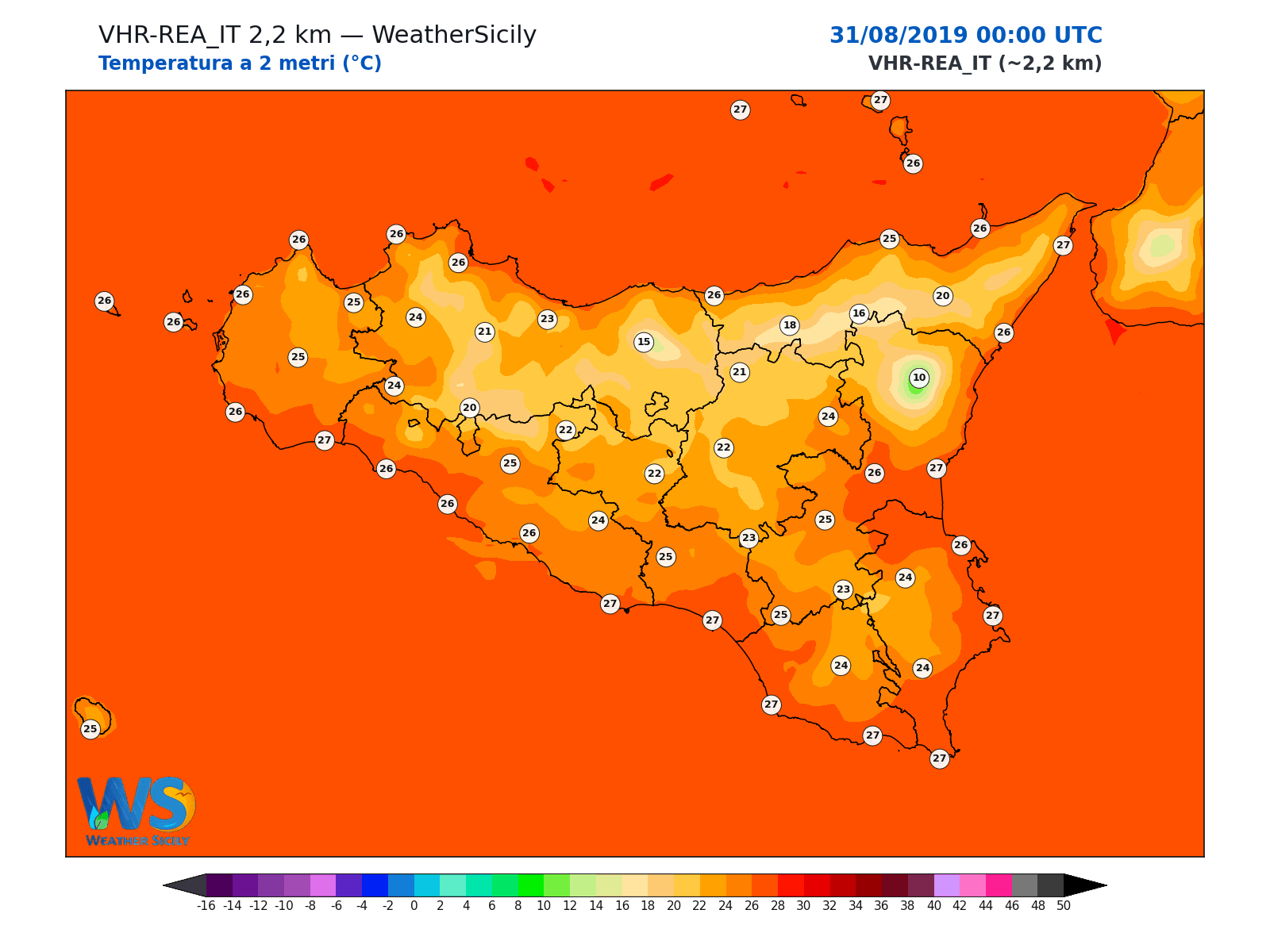 Temperatura a 2 metri · 2019083100