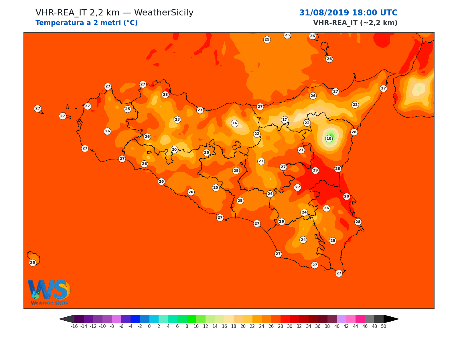 Temperatura a 2 metri · 2019083118