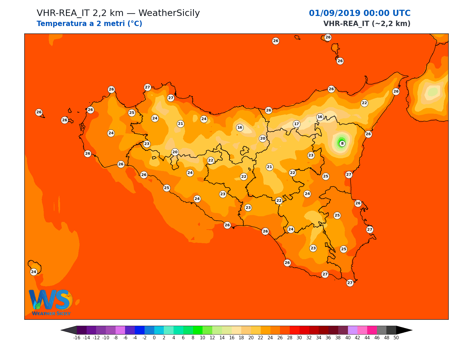 Temperatura a 2 metri · 2019090100