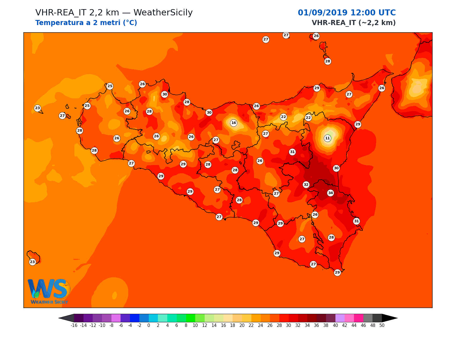 Temperatura a 2 metri · 2019090112