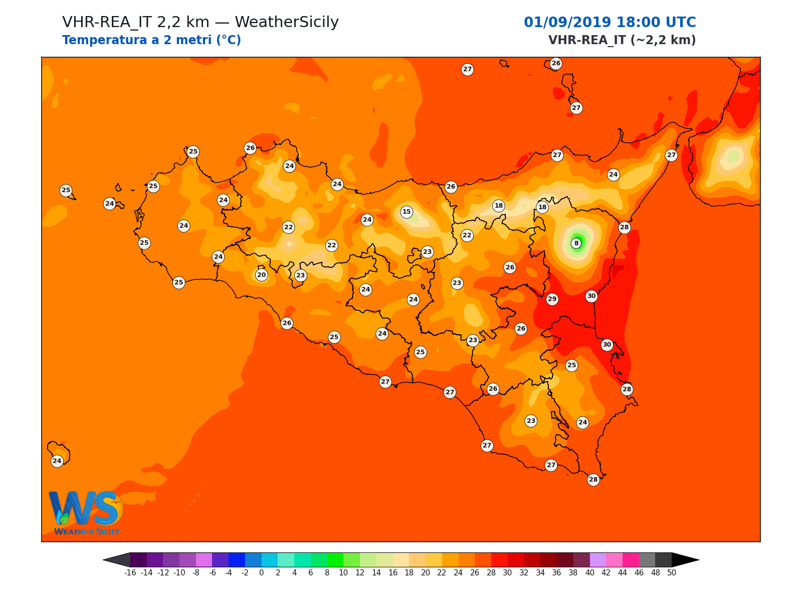 Temperatura a 2 metri · 2019090118