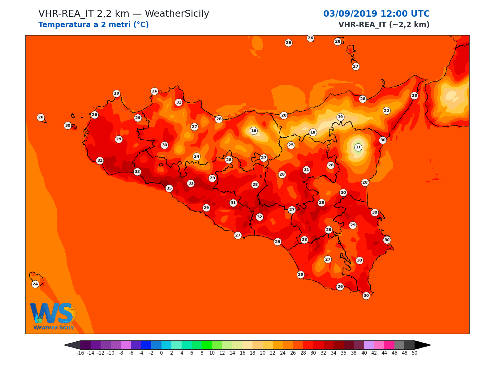 Temperatura a 2 metri · 2019090312