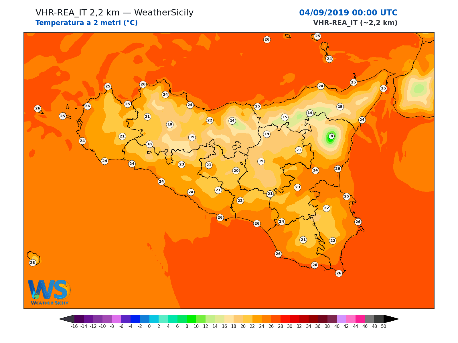 Temperatura a 2 metri · 2019090400