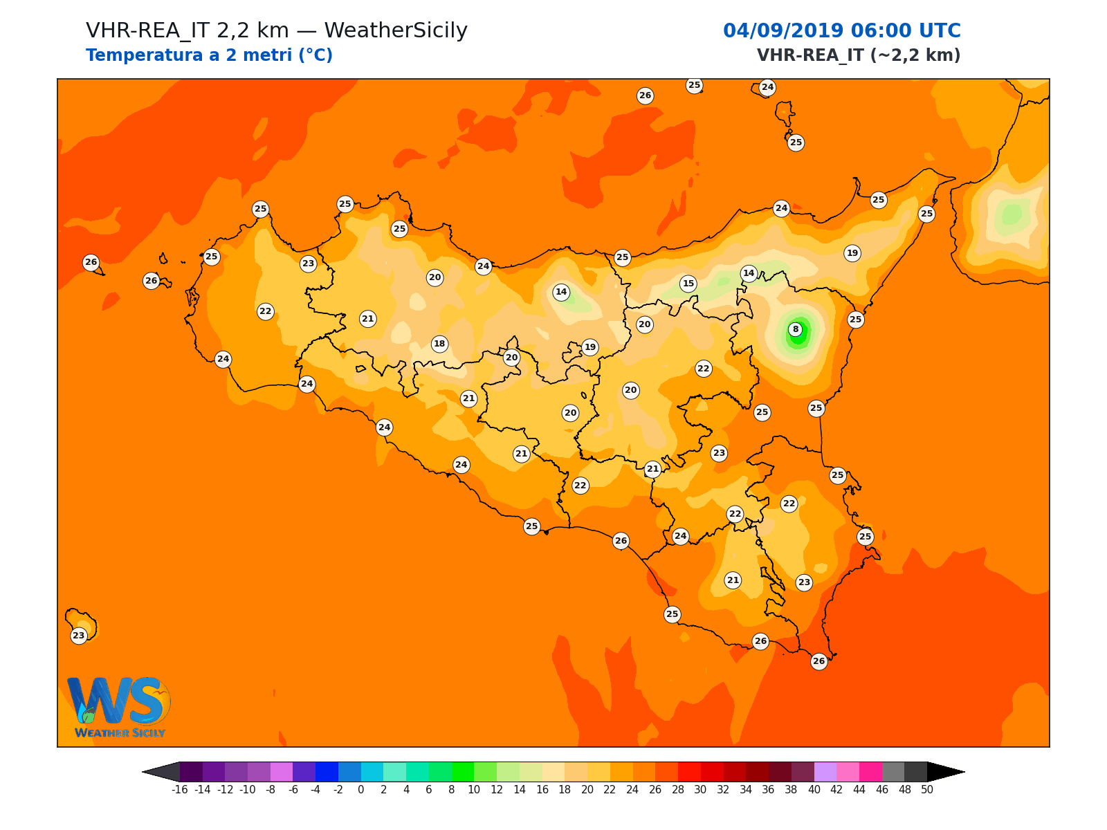 Temperatura a 2 metri · 2019090406