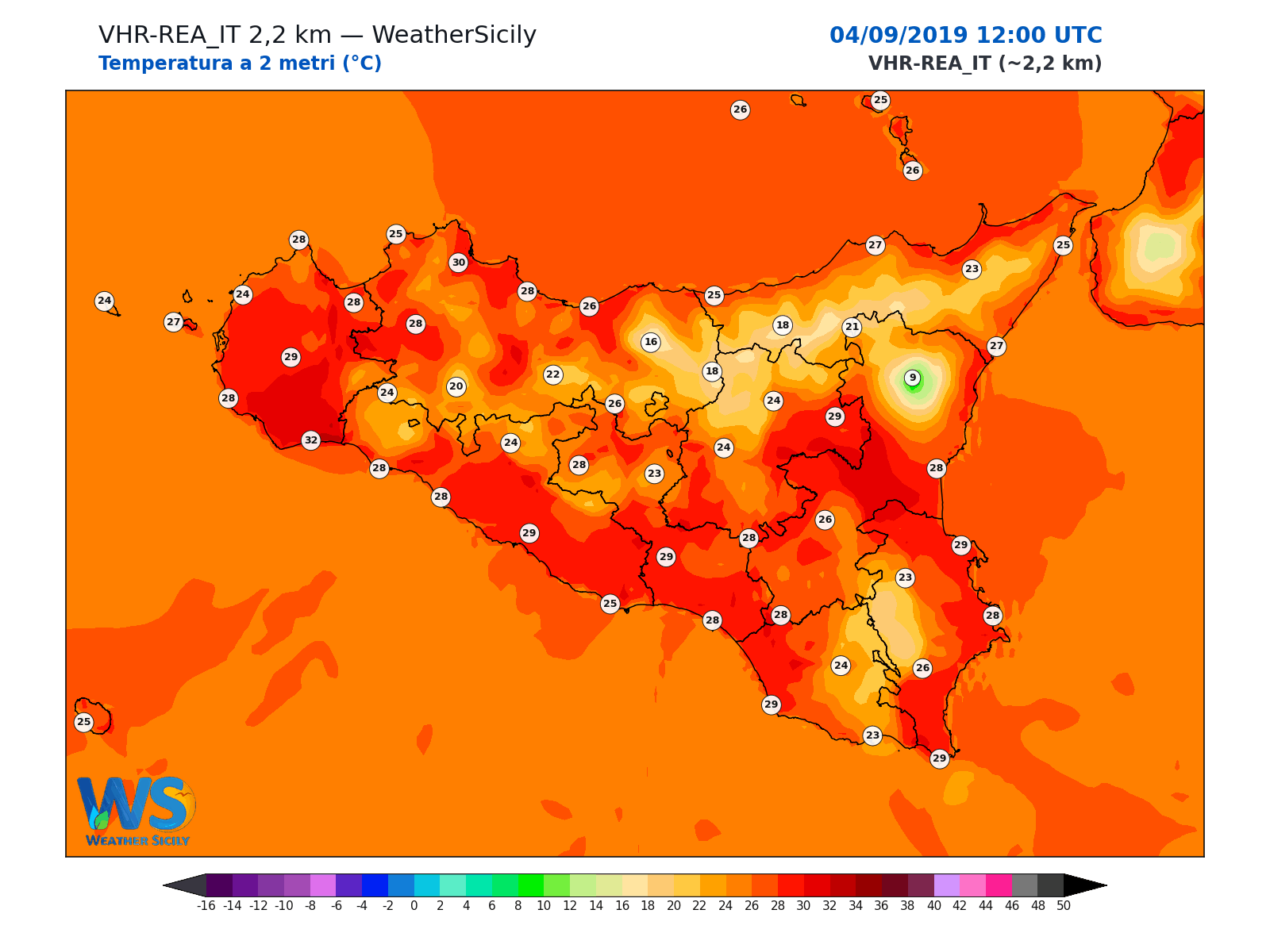 Temperatura a 2 metri · 2019090412