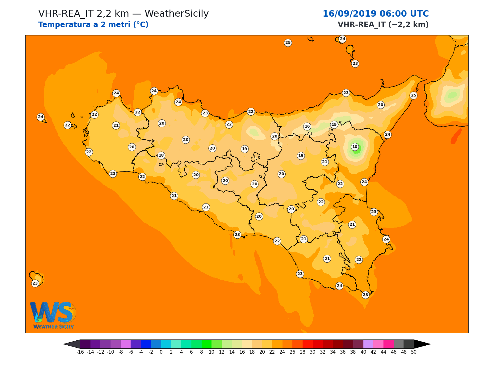 Temperatura a 2 metri · 2019091606
