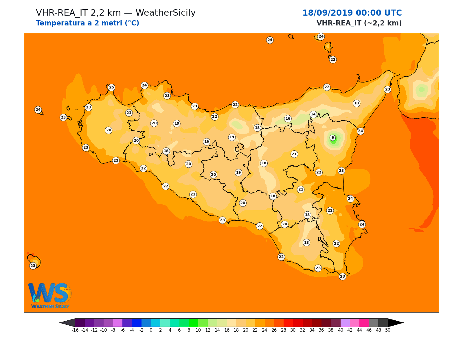 Temperatura a 2 metri · 2019091800