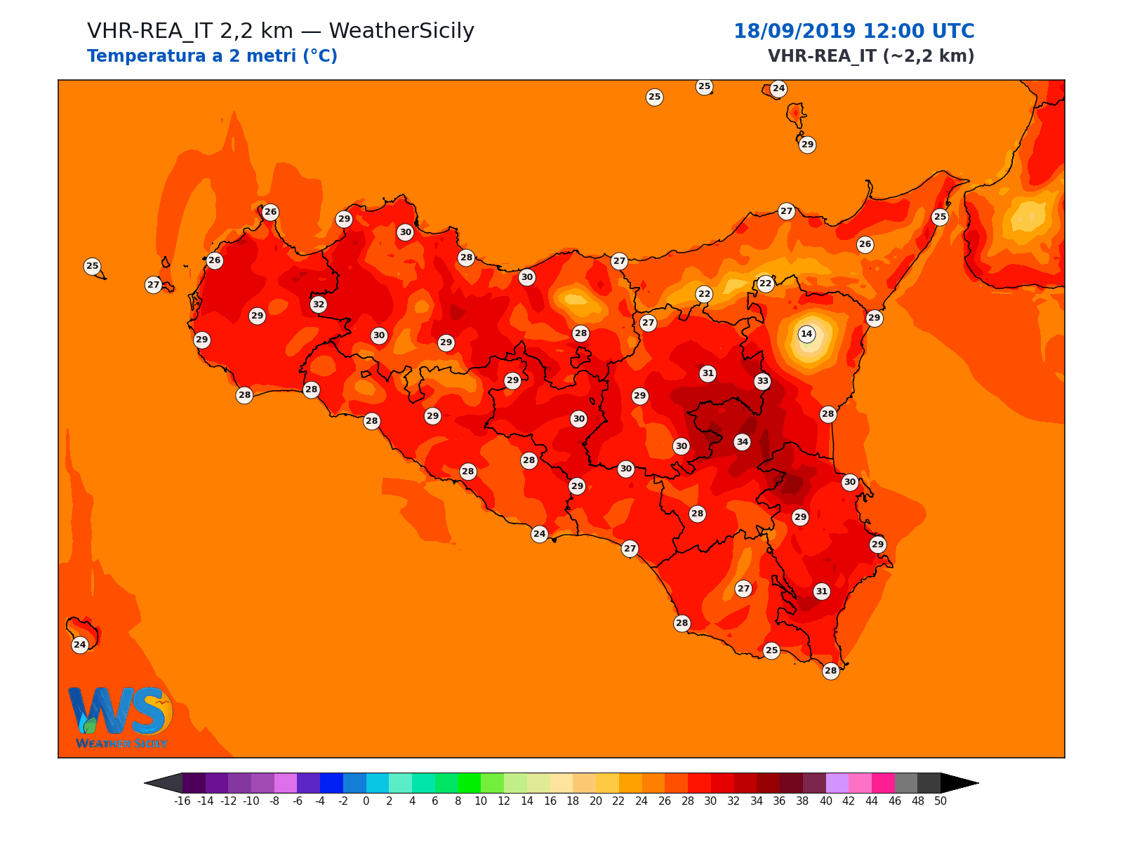 Temperatura a 2 metri · 2019091812