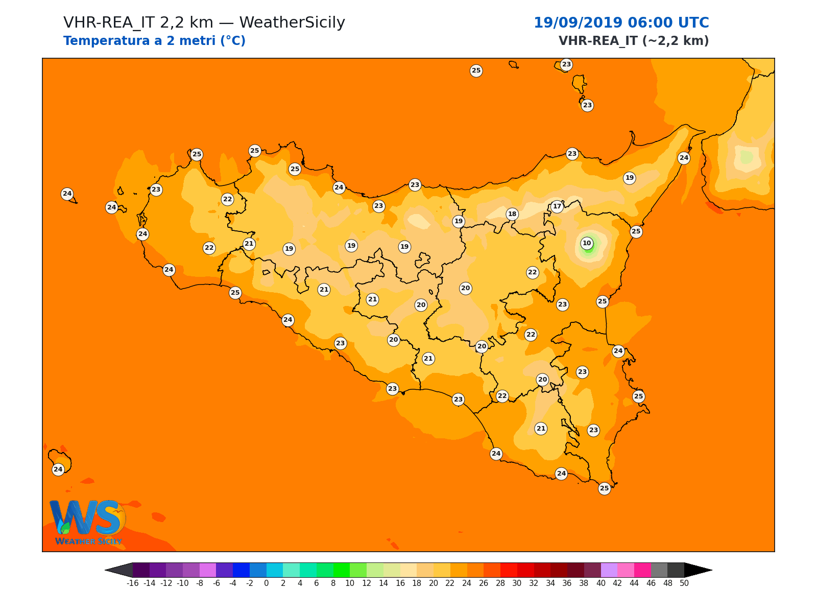 Temperatura a 2 metri · 2019091906
