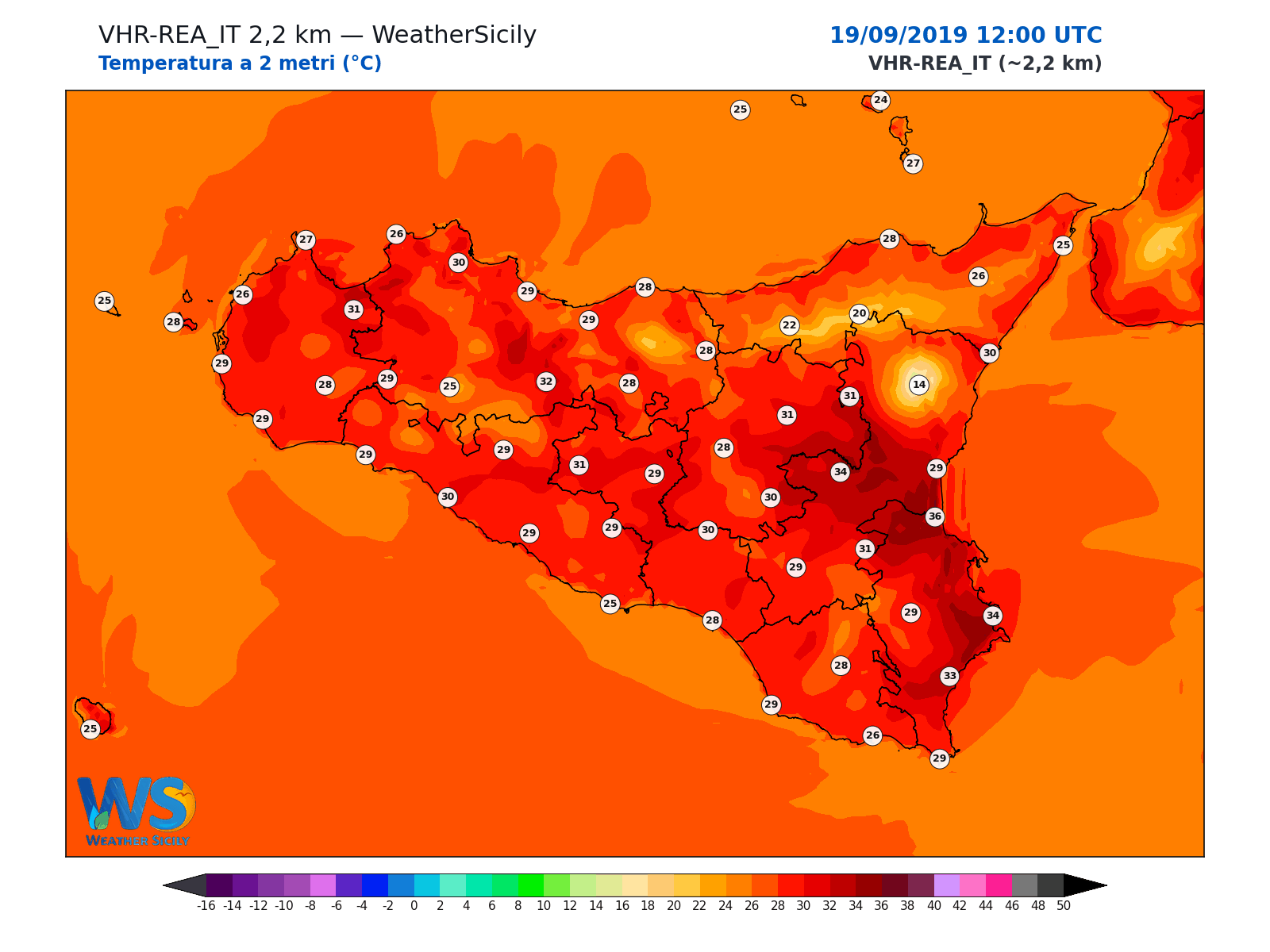 Temperatura a 2 metri · 2019091912
