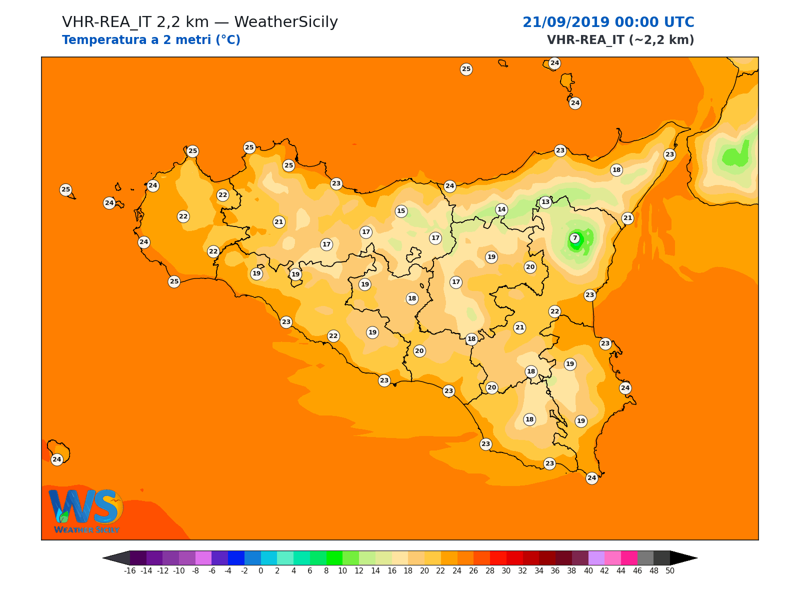 Temperatura a 2 metri · 2019092100