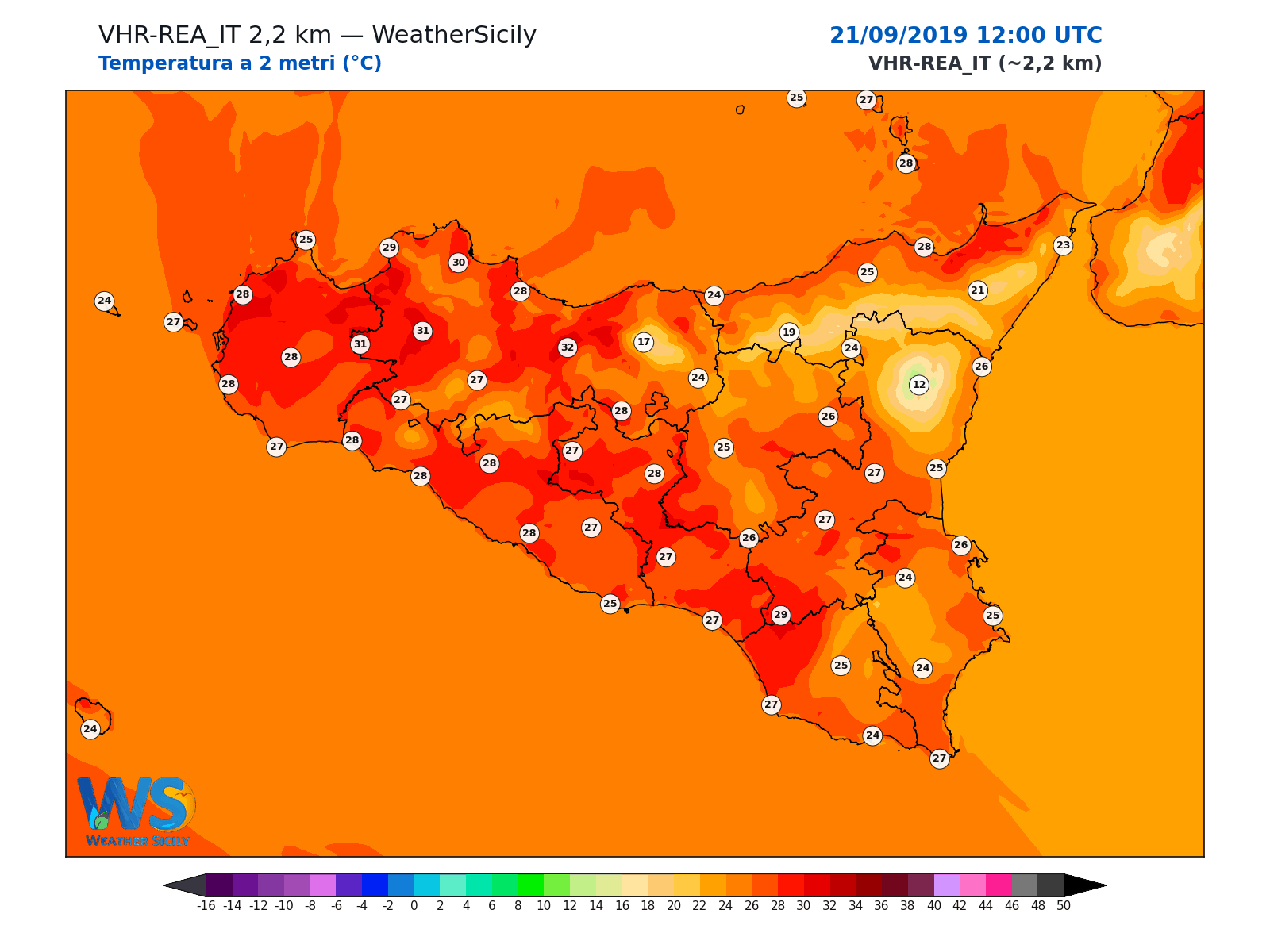 Temperatura a 2 metri · 2019092112