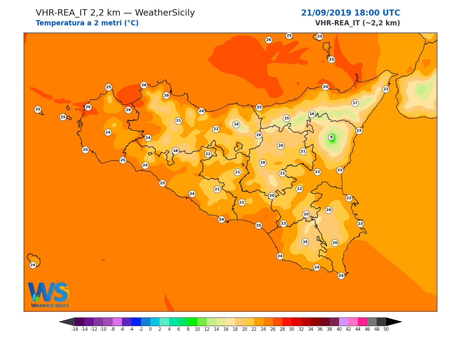 Temperatura a 2 metri · 2019092118