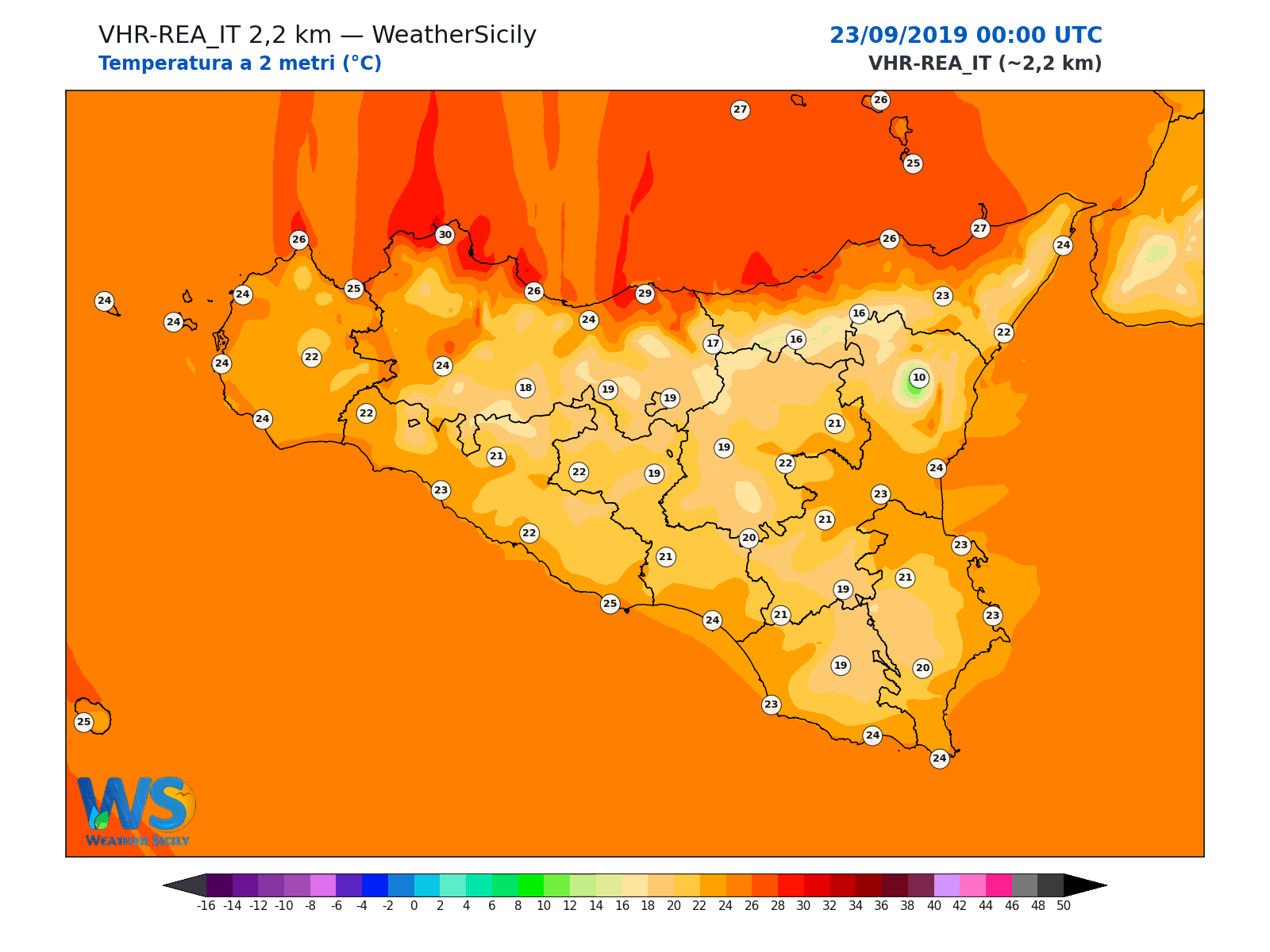 Temperatura a 2 metri · 2019092300