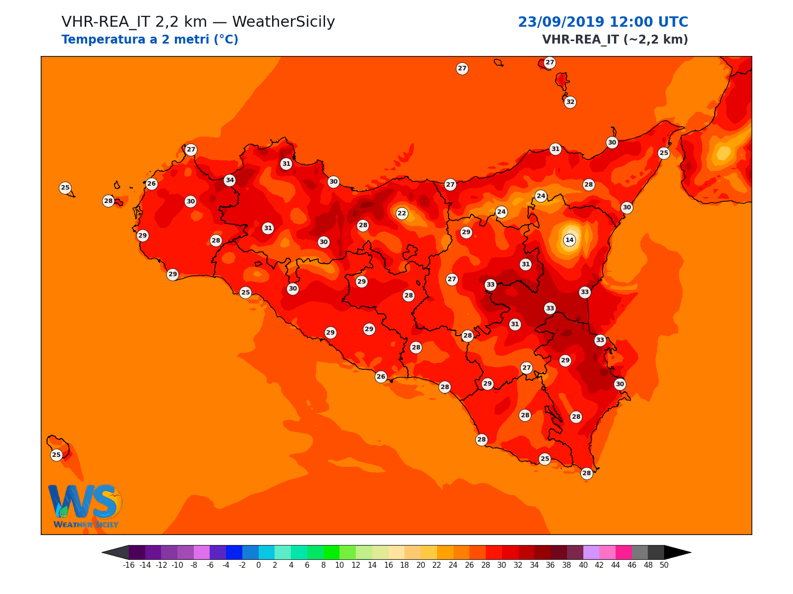 Temperatura a 2 metri · 2019092312