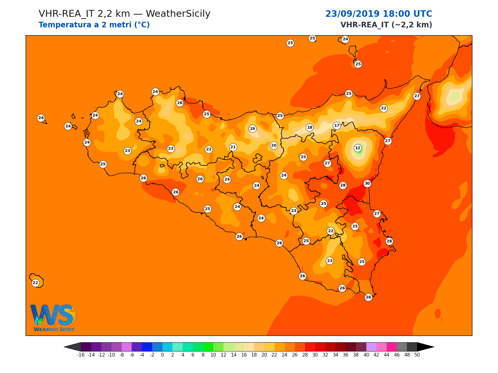 Temperatura a 2 metri · 2019092318