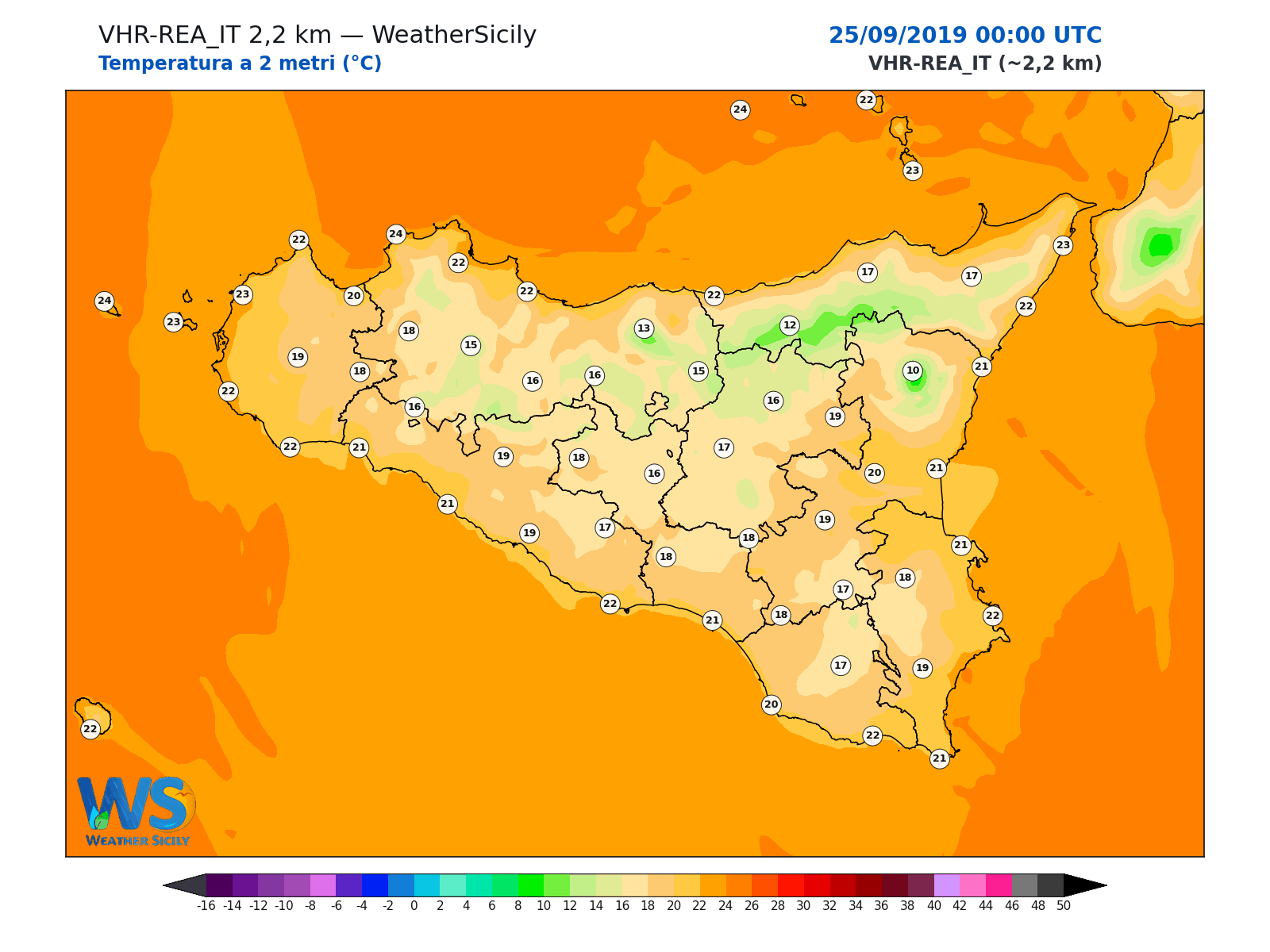 Temperatura a 2 metri · 2019092500