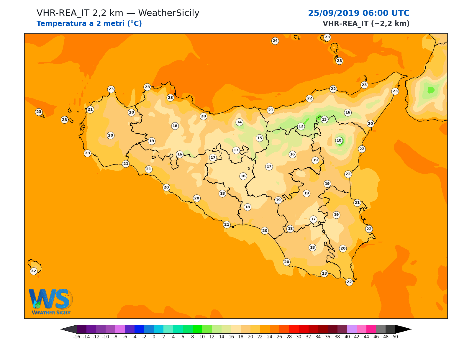 Temperatura a 2 metri · 2019092506