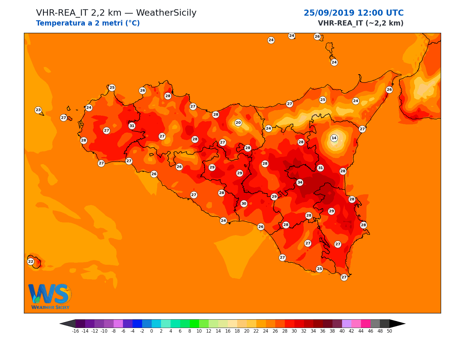 Temperatura a 2 metri · 2019092512