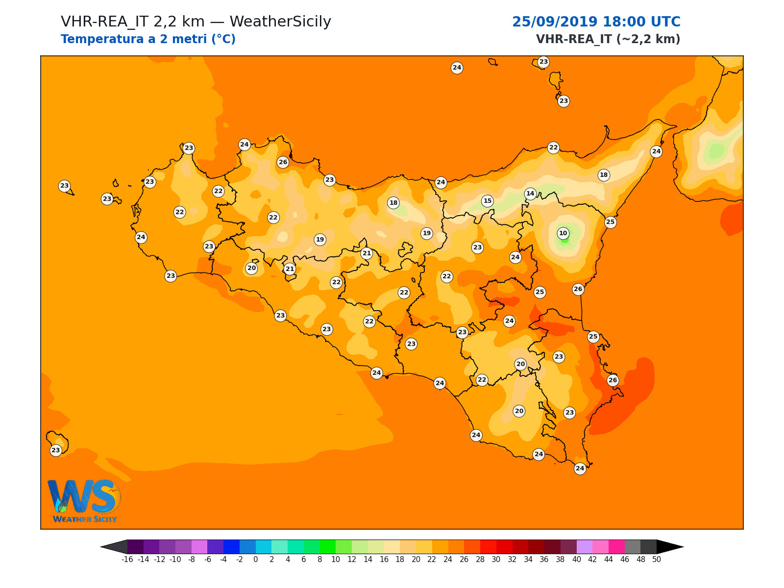 Temperatura a 2 metri · 2019092518