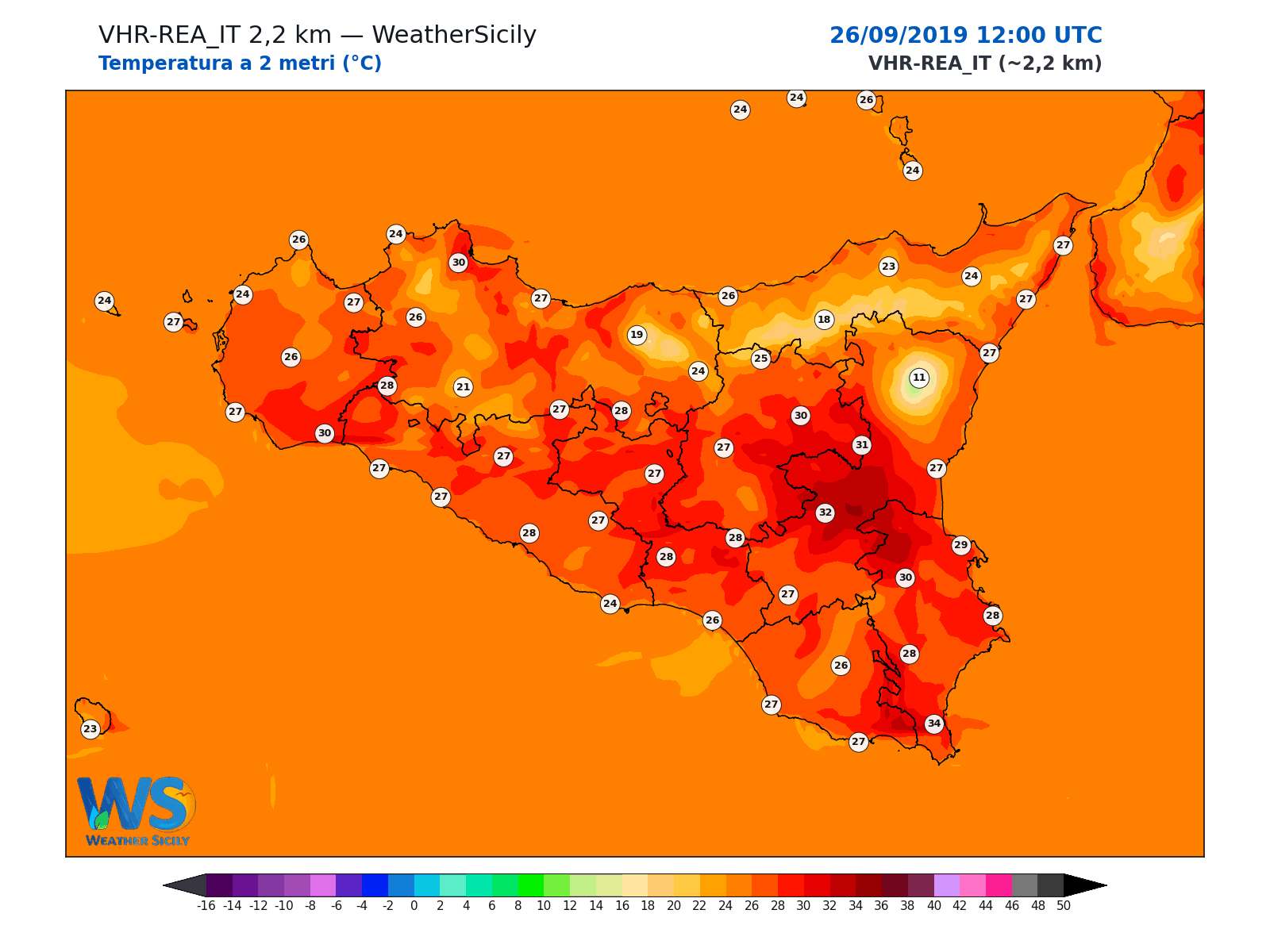 Temperatura a 2 metri · 2019092612