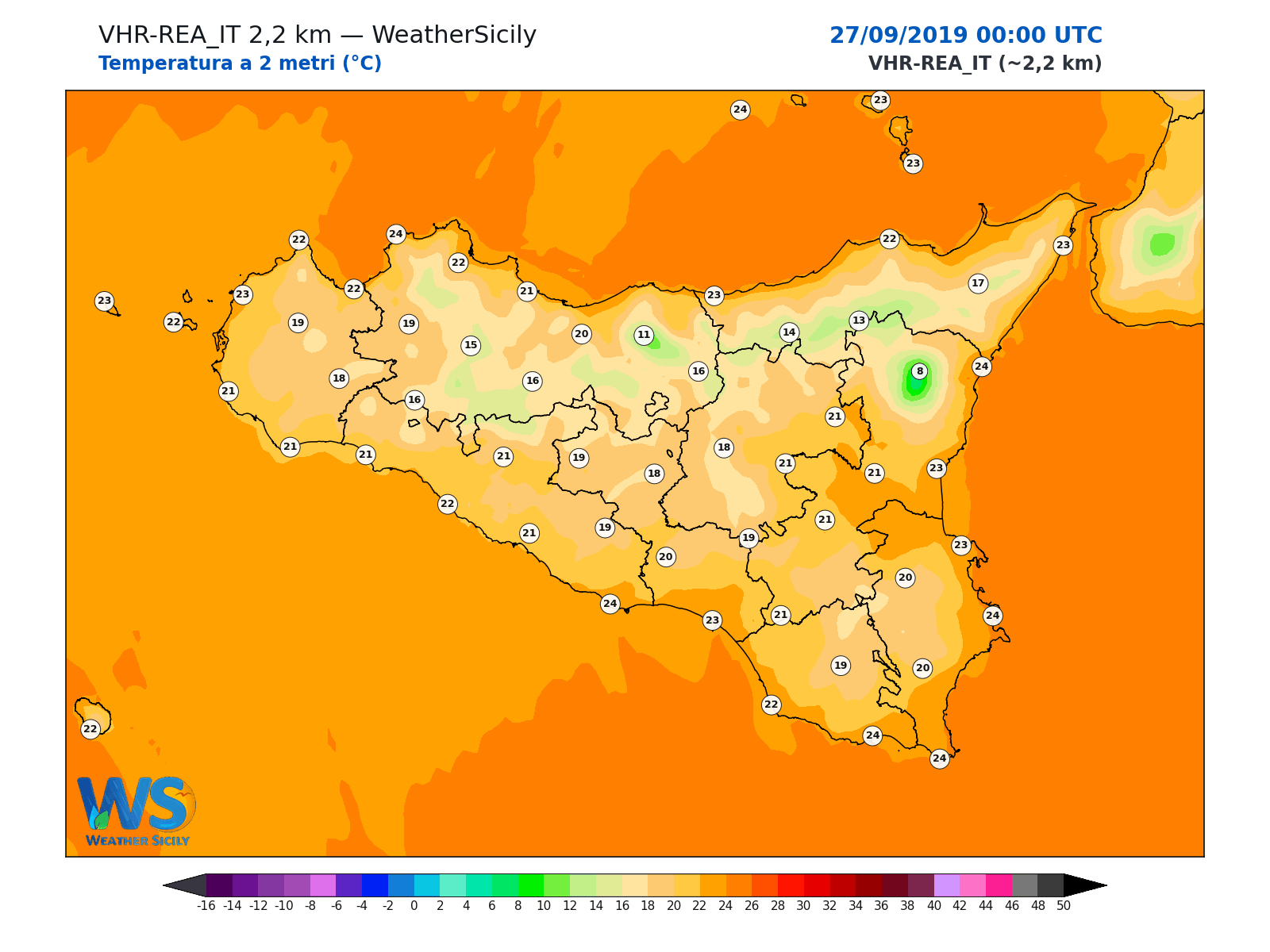 Temperatura a 2 metri · 2019092700