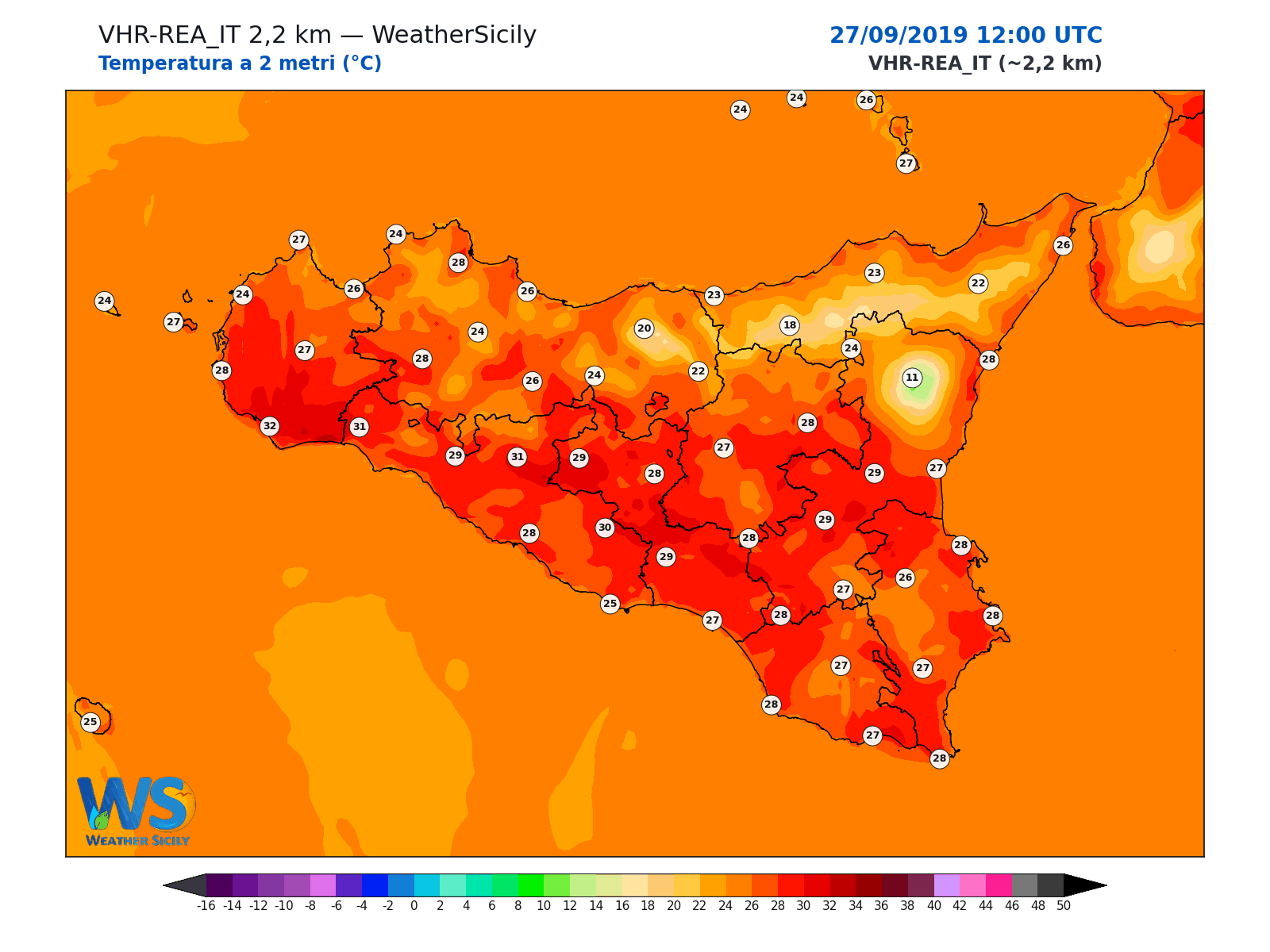 Temperatura a 2 metri · 2019092712
