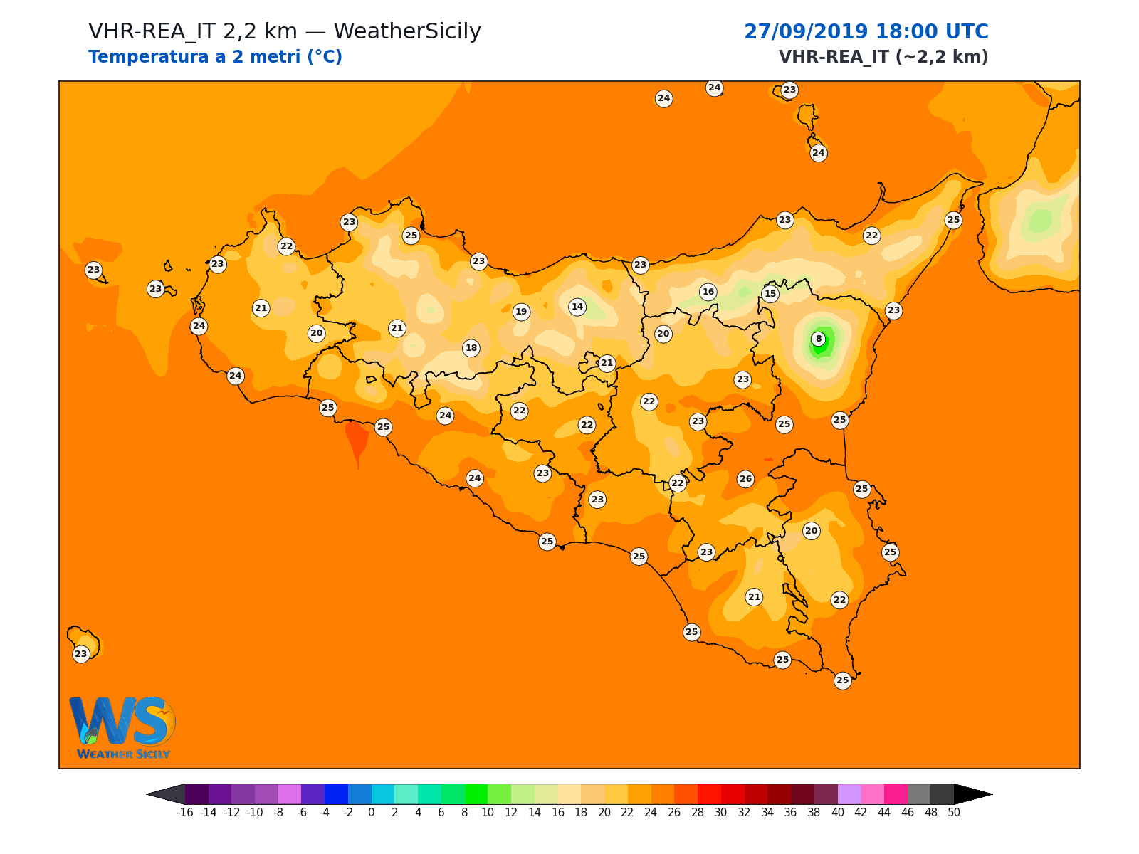 Temperatura a 2 metri · 2019092718