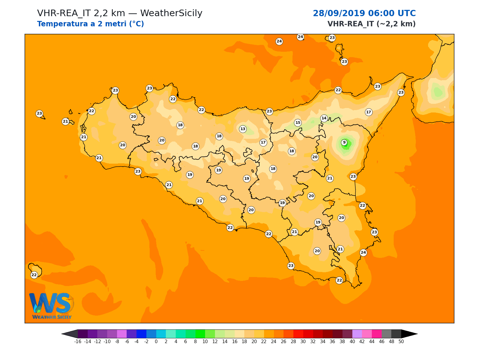 Temperatura a 2 metri · 2019092806