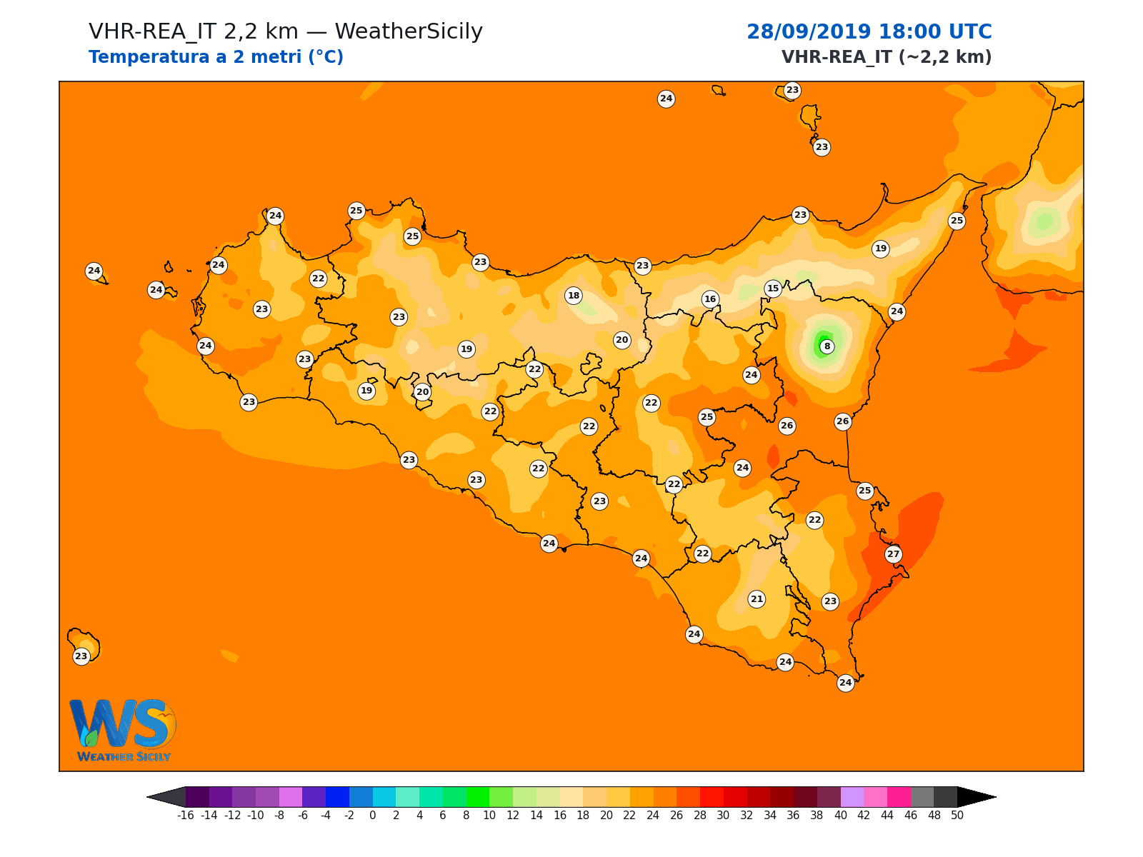 Temperatura a 2 metri · 2019092818