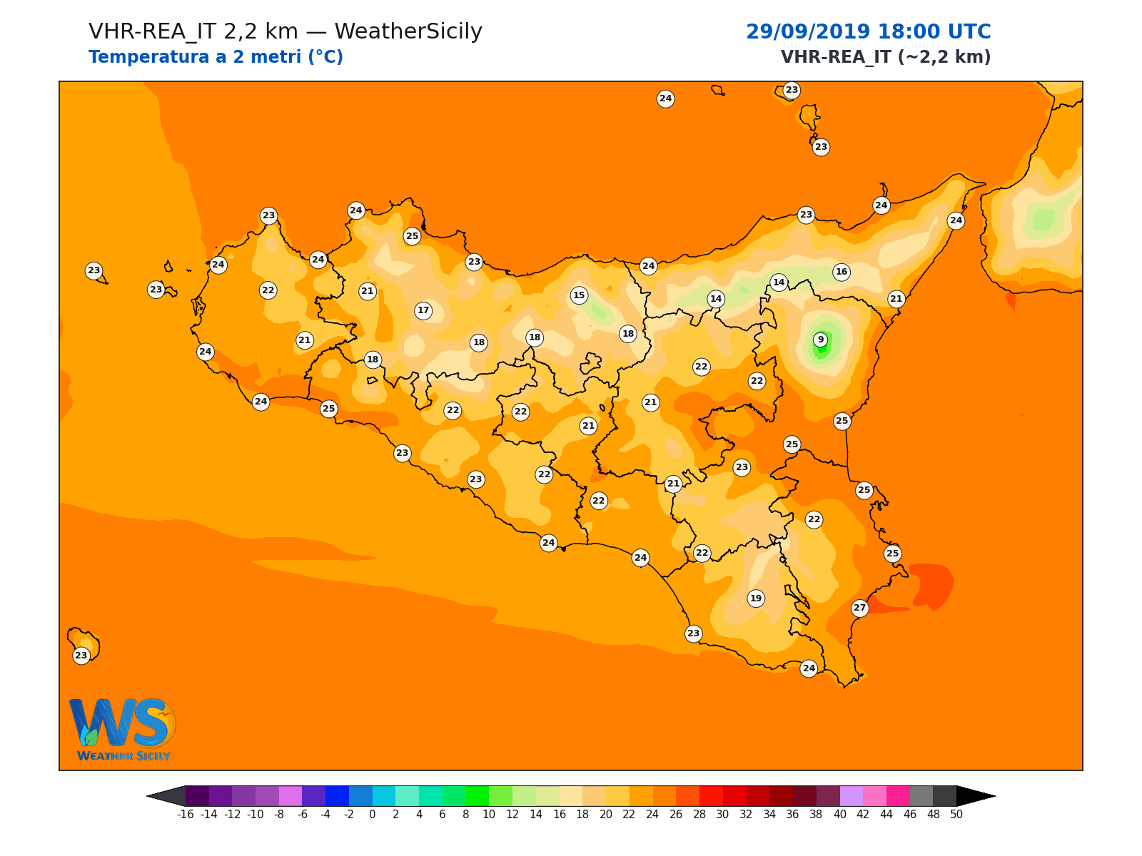 Temperatura a 2 metri · 2019092918