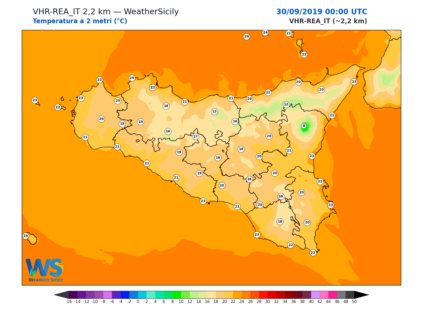 Temperatura a 2 metri · 2019093000