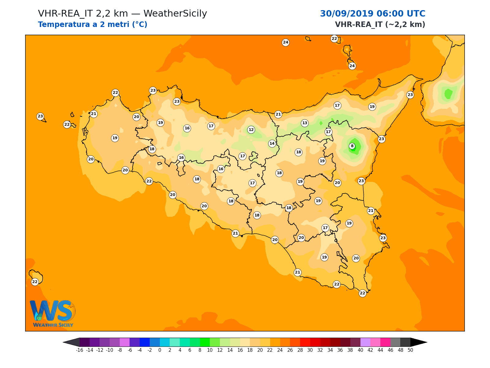 Temperatura a 2 metri · 2019093006