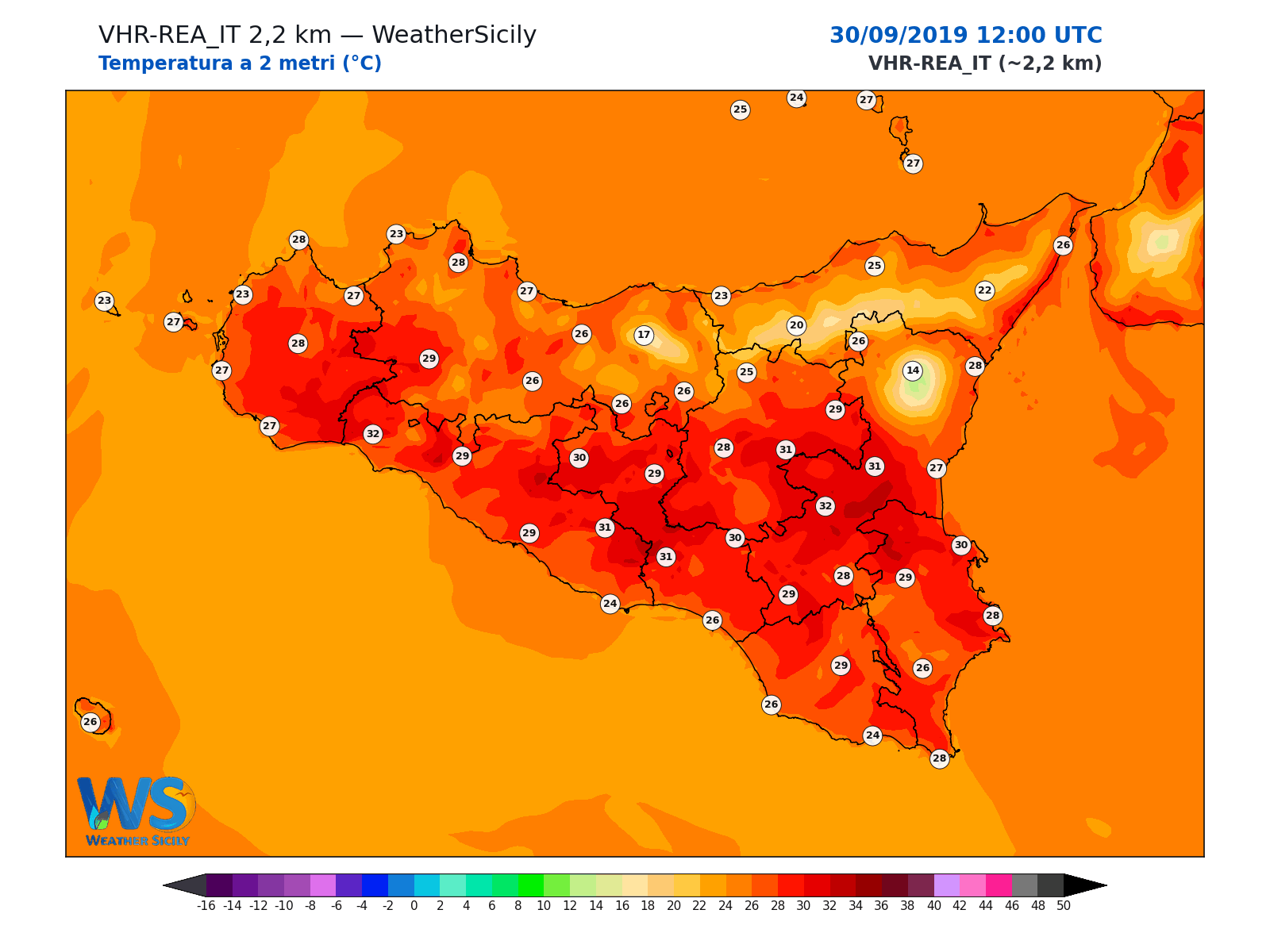 Temperatura a 2 metri · 2019093012