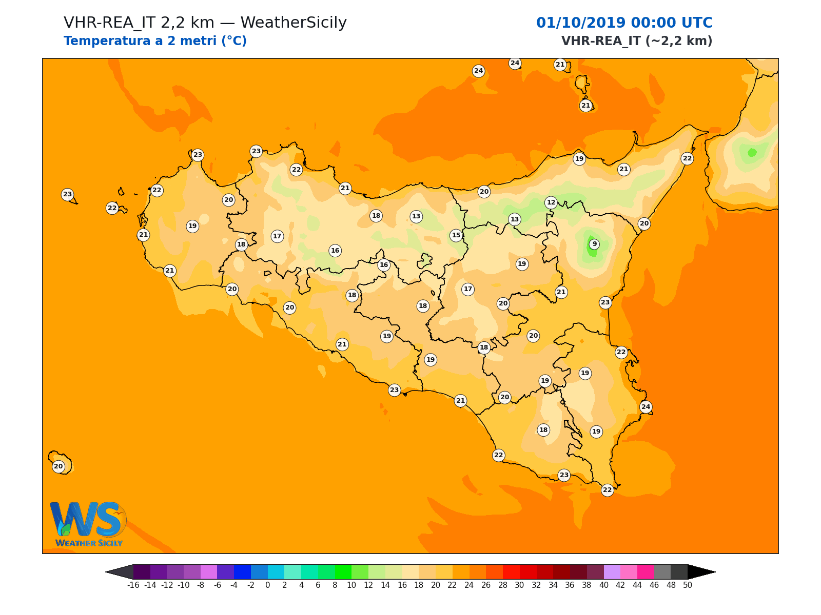 Temperatura a 2 metri · 2019100100
