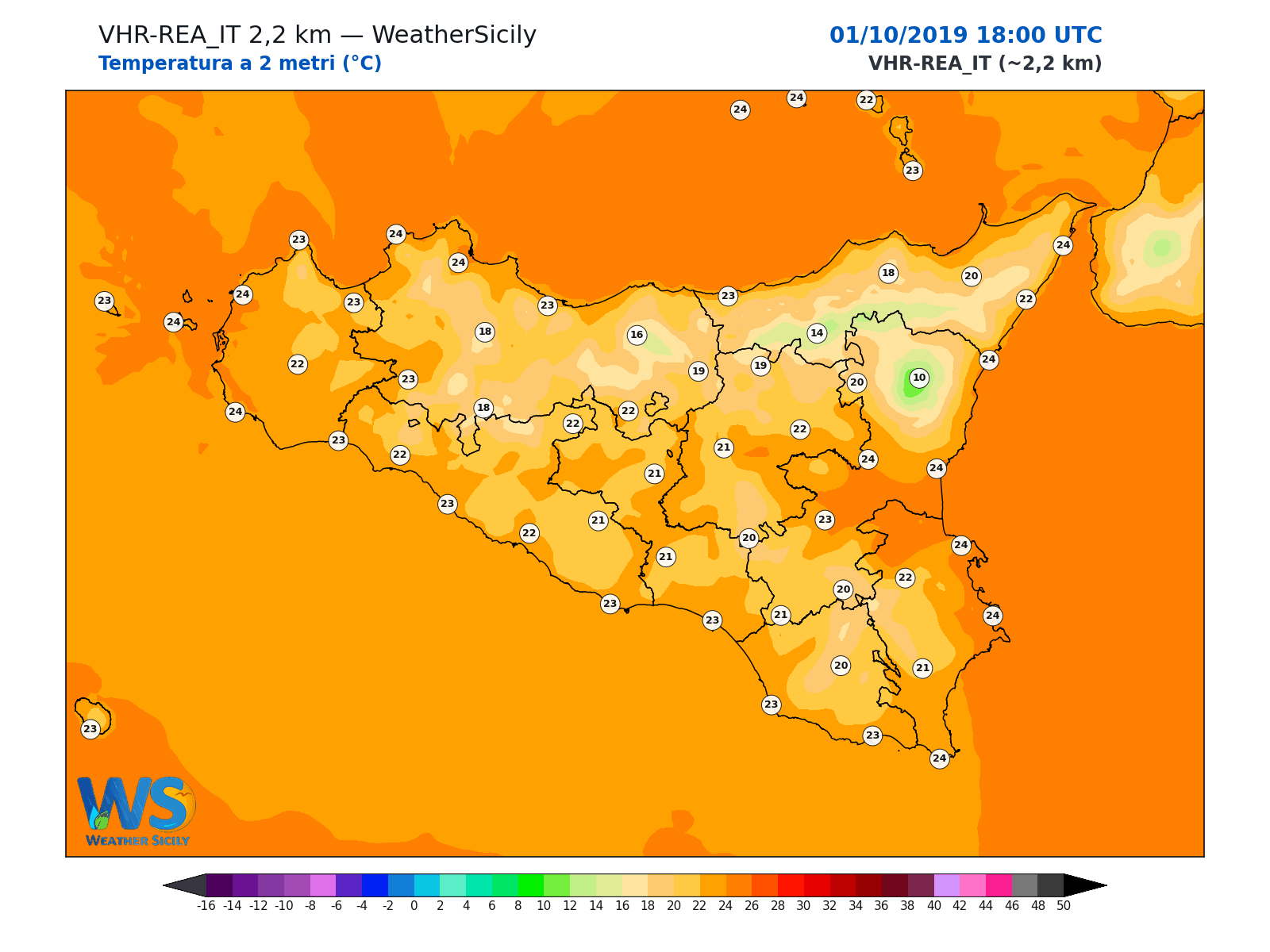 Temperatura a 2 metri · 2019100118