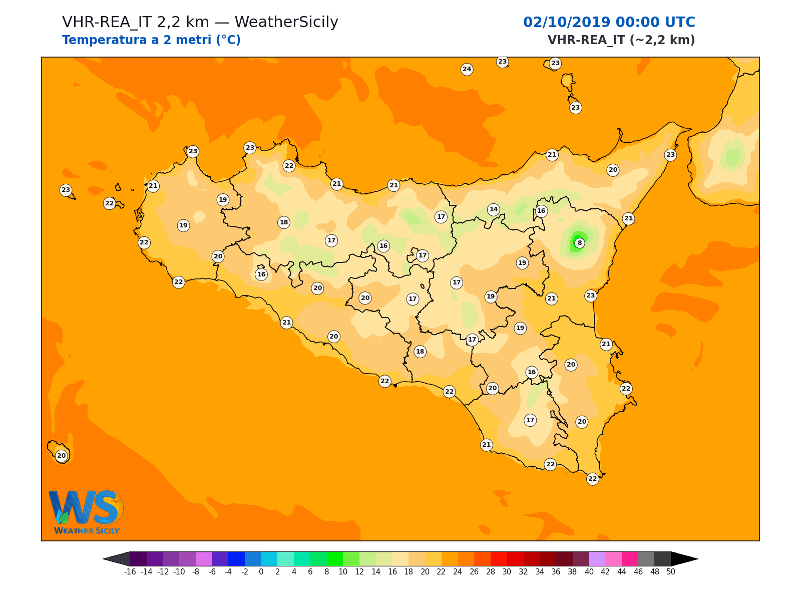 Temperatura a 2 metri · 2019100200