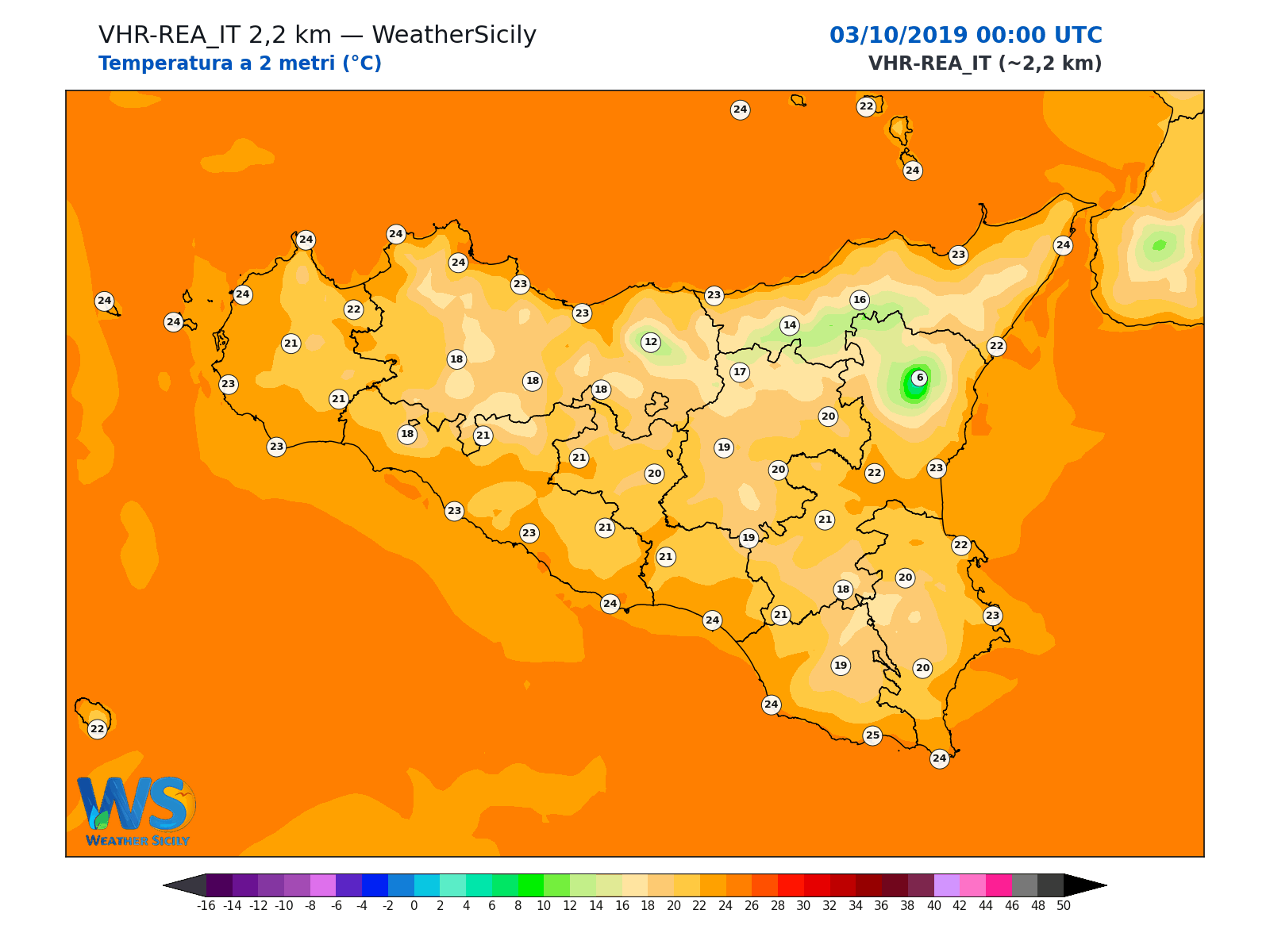 Temperatura a 2 metri · 2019100300
