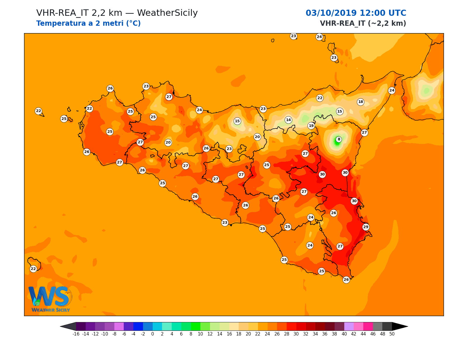 Temperatura a 2 metri · 2019100312